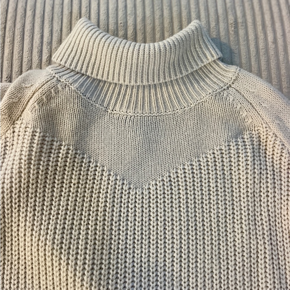 ROOLEE Chunky knit Cream Oatmeal Neutral Turtleneck Long Sleeve Sweater size XS - Picture 3 of 7